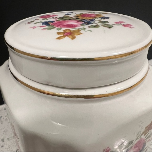 Vintage 1960s SADLER Cabbage Roses Ginger Tea Container. England Caddy Box - Picture 8 of 11